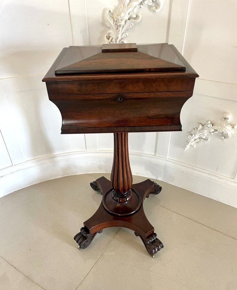 Antique Victorian Quality Rosewood Teapoy - Image 3